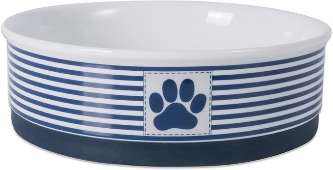 Bone Dry Paw & Patch Ceramic Pet Collection, Large Set, 7.5x2.4", Nautical Blue, (Pack of 2)