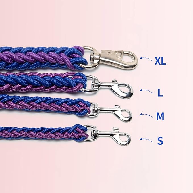 Love Dream Dog Collar and Leash Set, Heavy Duty Nylon Braided Rope Strong 4 FT Dog Leash and Martingale Training Collar for Small Medium Large Dogs Training and Walking (Red & Purple)