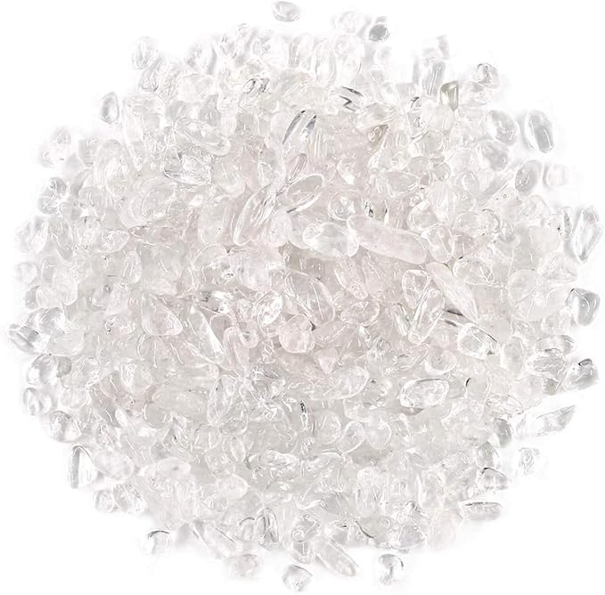 WAYBER Natural Crushed Clear Quartz Decorative Crystal Gravel, 1 Pound | Toxin-Free, Fade-Resistant, Ideal for Reiki Healing, DIY Crafts, Vase Filler, Aquarium & Bonsai Decoration