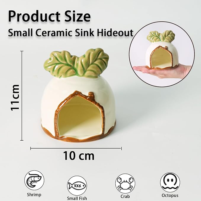 Ceramic Aquarium Decor White Carrot Betta Fish Tank Accessories | Smooth-Surface Safe for Fish Hiding & Breeding, Easy-Clean, No Assembly, for Play & Rest,Fits 3.5-5 Gallon Fish Tanks