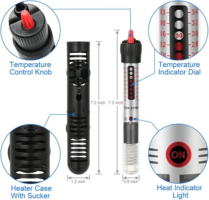 DaToo Aquarium Heater Fish Tank Heater Submersible 25 Watt, 1 Yr Warranty