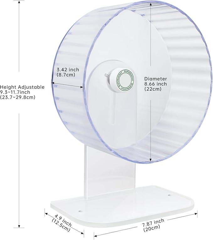 Silent Hamster Wheels - Syrian Hamster Wheel, Hamster Wheel Car, 8.7 Inch Hamster Wheel, Fully Transparent, Height Adjustable, Quiet Wheels for Various Small Animals (Medium)