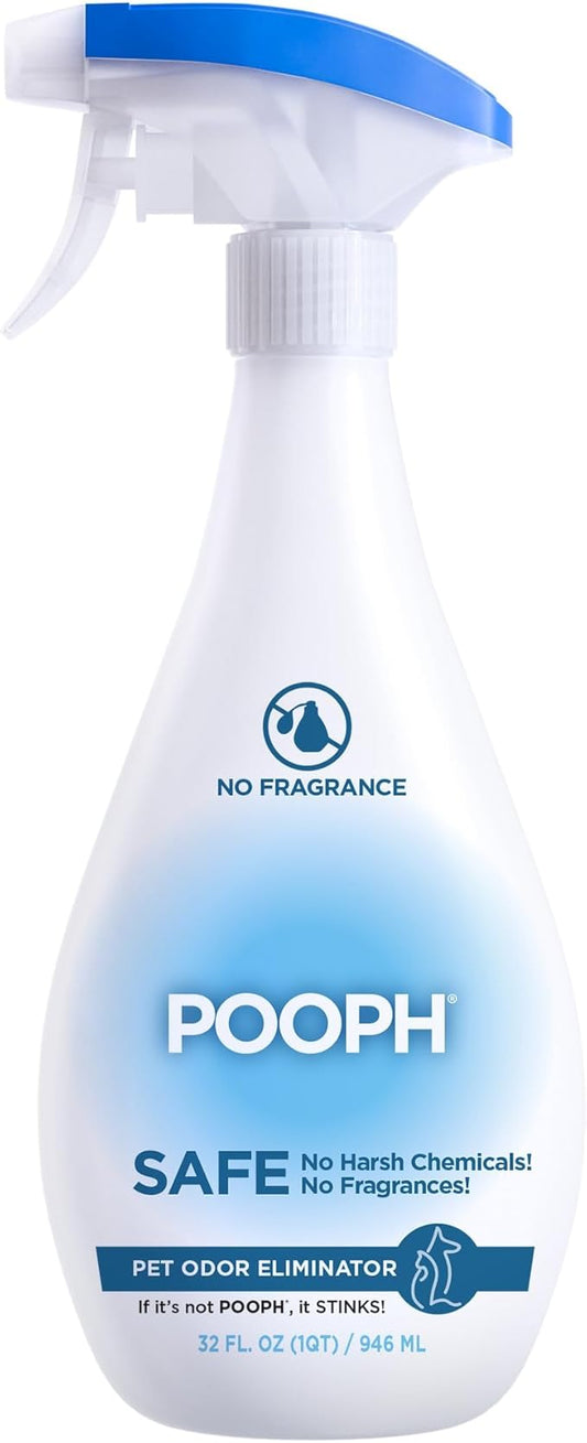 POOPH Pet Odor Eliminator Spray 32oz Fragrance Free Odor Remover for Dogs and Cats Urine Poop Pee Deodorizer for Carpet Furniture and Litter Box