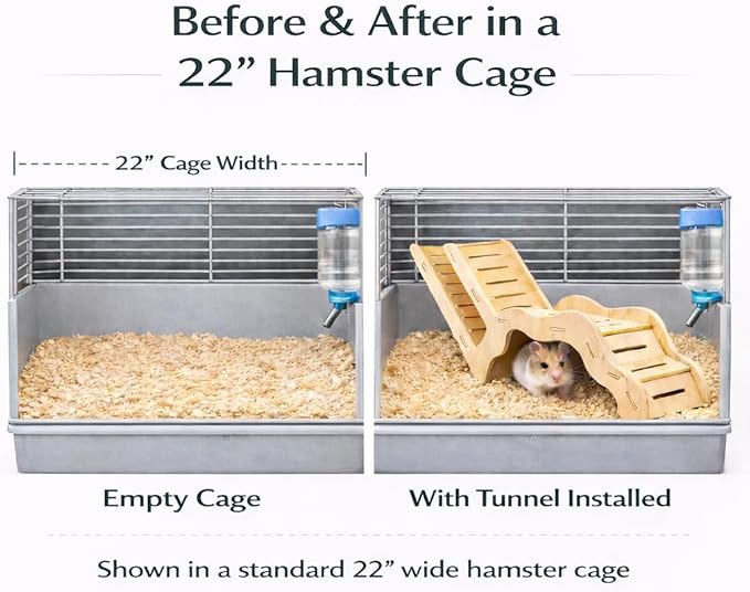 Large Size Syrian Hamster Explorer Set - Snap-Together Wooden Burrow with Panoramic Window,Natural Chew-Safe Design Decorative Landscaping Digging Peeping Hide Underground Fun for Cage Enrichment