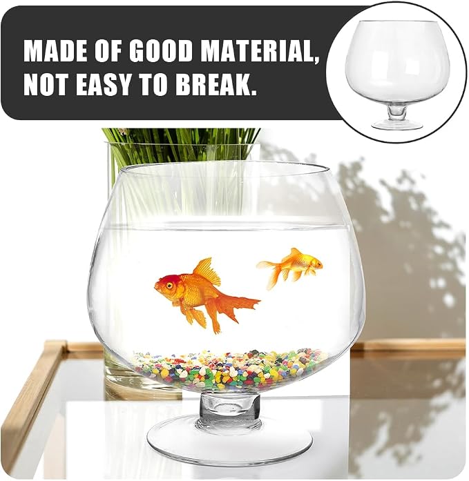 BESPORTBLE Glass Fish Bowl Vase - Clear Bubble Planter Terrarium Fish Bowl Wine Goblet Shaped Vase Transparent Hydroponic Bulb Floral Container