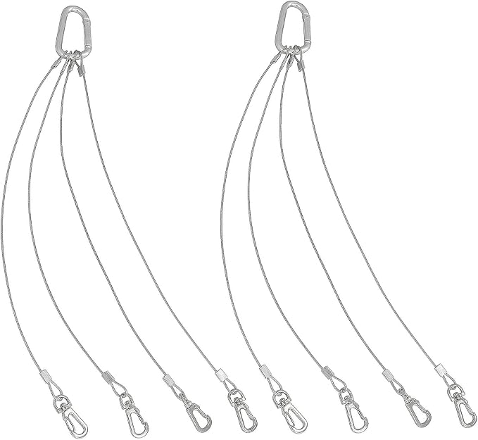 Rope Hanger 2pcs 304 Stainless Steel Basket Plant Hanger Holder Light Hanging Wire Rope for Light-Emitting Diode Grow Light, Aquarium Lighting Tank Lamp, Indoor and Outdoor Plant 34cm
