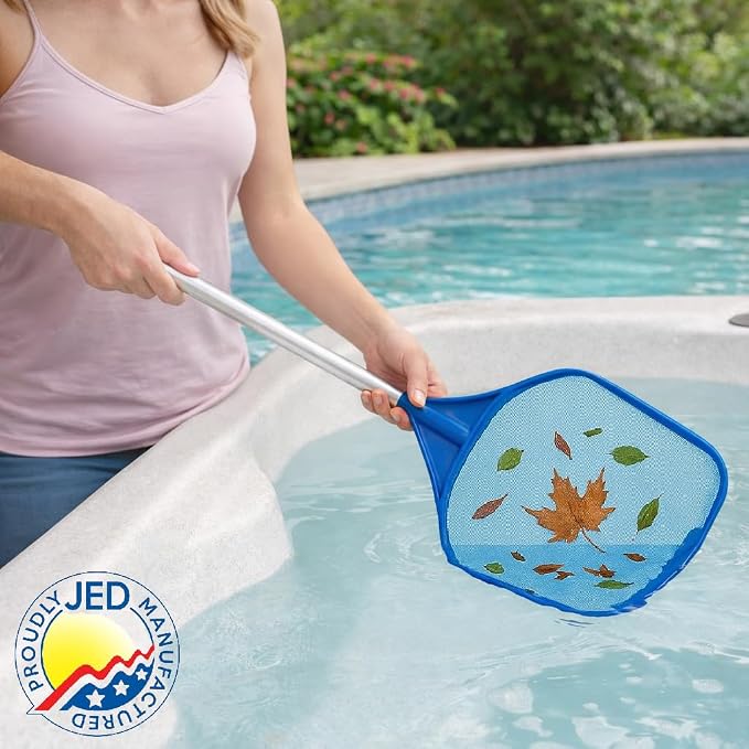 Pool Skimmer Net - Handheld Hot Tub Skimmer for Spa, Stock Tank Pool, Small Pool & Aquarium Cleaning (2 ft, Blue)