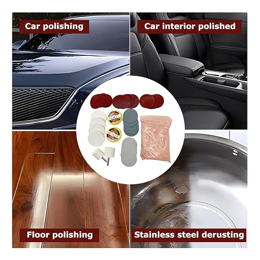Glass Polishing Kit, Multifunctional Deep Scratch Remover Cerium Oxide | 34-Piece Multifunctional Cerium Oxide Polishing Powder, Glass Repair Kit for Windscreen, Windows, Tables, and Aquariums