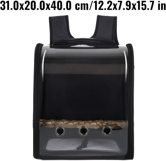 Pet Bird Backpack with Ventilated Acrylic Front and Perch for Travel