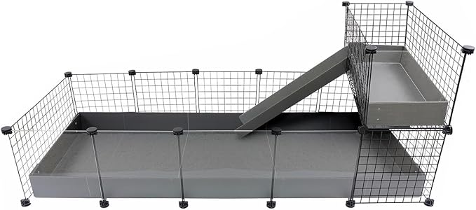 GuineaDad Piggy Condo – Premium C&C Cage with Balcony & Ramp for Guinea Pigs & Small Animals with Coroplast Base | Acrylic and C&C Grids for Small Pets (Acrylic, XL (29" x 73.5" x 28.5"))