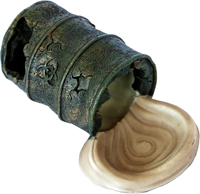 Resin Cave Habitat Hidden for Reptile and Amphibians.Terrarium Decor, Retro Bucket Design,Reptile Hide Cave with Dish,Perfect for Bearded Dragons,Lizards,Snakes,Turtles,Geckos,Tortoises,Small Animals