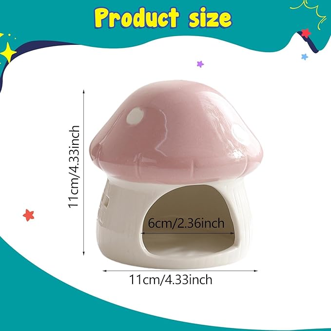 Baoblaze Ceramic Hamster House Habitat Multifunction Cute Hamster Hide Bed Cave for Chipmunk Small Animals Dwarf, Pink