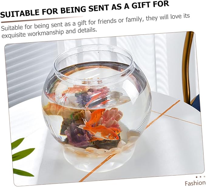Fish Bowl Transparent Tabletop Fish Tank Globe Bowl for Goldfish Clear Plastic Tank Decor Desktop Aquarium for Home Office Party Plant Display