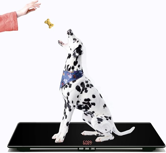 ONE-MI Extra Large Dog Scale & Postal Use - 220lbs Heavy Duty Dog Weight Scale with Tempered Glass Platform, 31.5" Veterinary Animal Scale for XL Breed Dogs, Packages & Veterinary Clinics (Black)