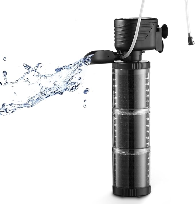 XpertMatic 3 Stages 475 GPH Aquarium Filter for Up to 120 Gallon Fish Tank | Submersible Internal Fish Tank Filter with Water Pump, Power Filter for Fish Tank, Pond