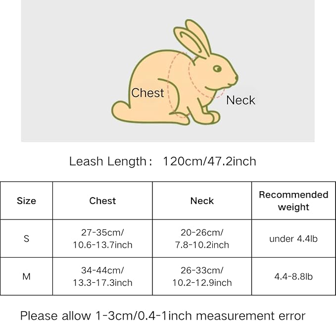 Rabbit Harness and Leash Set Adjustable Bunny Harness Leash Ferret Harness Guinea Pig Harness Ferret Leash for Small Pets Walking Outdoor (Small,Pink)