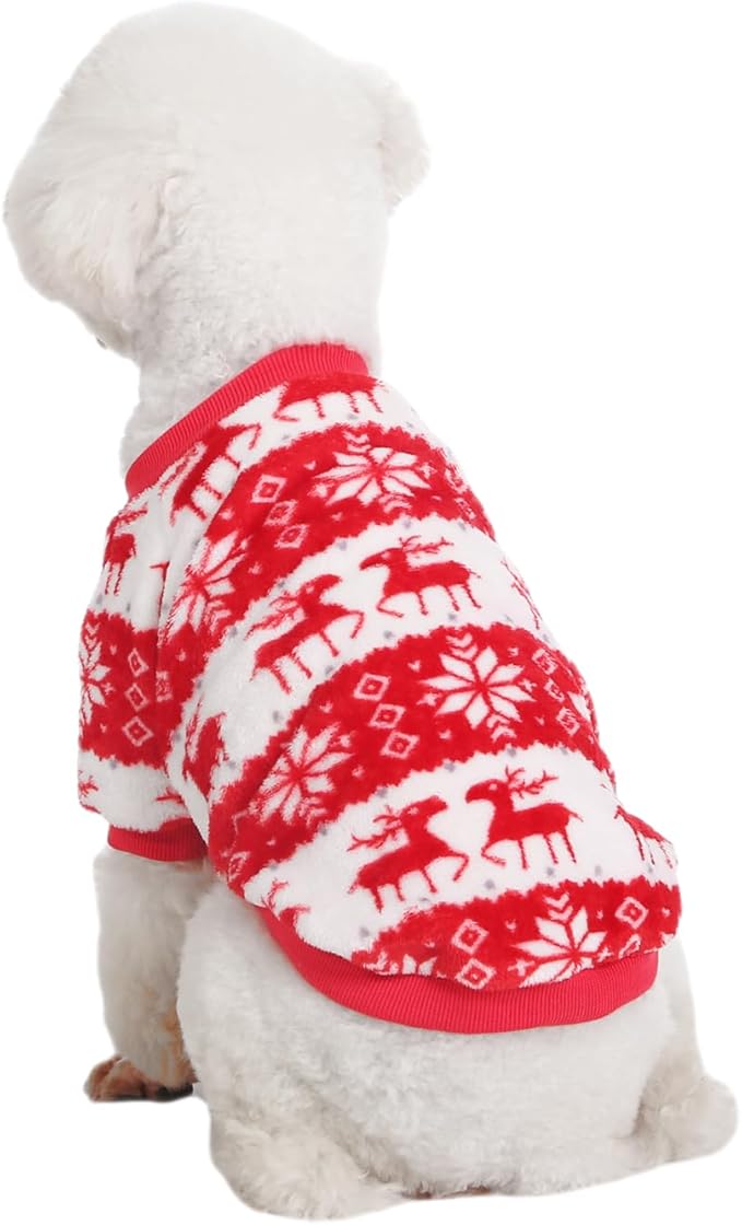 Dog Sweater, 2 Pack Dog Sweaters for Small Dogs, Dog Clothes for Small Dogs Girl Boy, Ultra Soft and Warm Puppy Sweater Dog Coat for Winter Christmas (X-Large, Xmas Red+Xmas Blue)