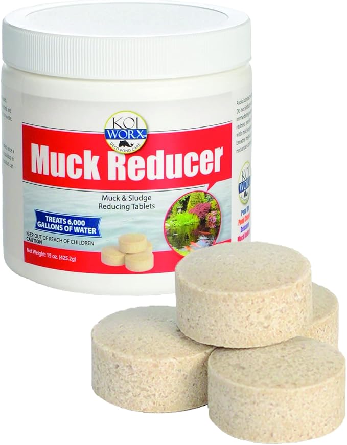 KoiWorx Muck Reducer, 145 Tablets Treats up to 6,000 Gallons of Water, Beneficial Bacteria Reduces Muck, Sludge and Organic Build up, Formulated for Ponds, Water Features and Safe for Koi