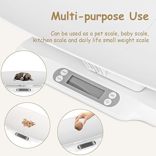 Digital Pet Scales with Detachable Tray – Accurate Baby Weighing Scales for Infants & Toddlers, Clear LCD Display, Tare & Hold Functions, Ideal Puppy Scales for Cats, Dogs, Kittens, Up to 30KG/66LB