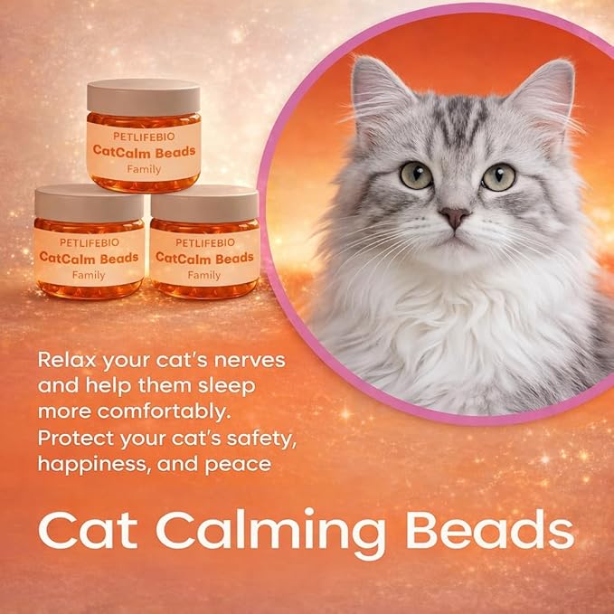 Cat Calm Beads Family, Cat Calming Diffuser Gel Non Plug in, 3 Pack Cat Anxiety Relief, Lasting 2 Months, Downtime More Peaceful for Pets and Owners Alike. (3pc)