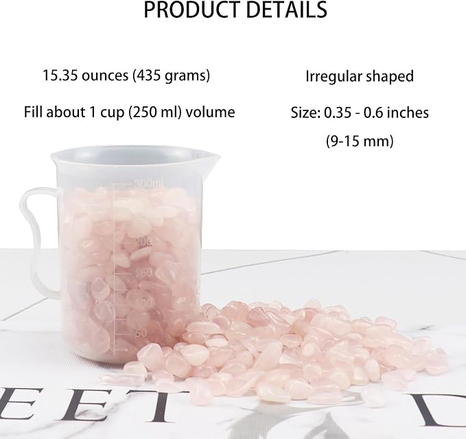 0.96LB Rose Quartz Aquarium Gravel Natural Crystal Crushed Vase Filler Fish Tank Decorative Succulent Rocks Bulk Tumbled Polished Irregular Shaped