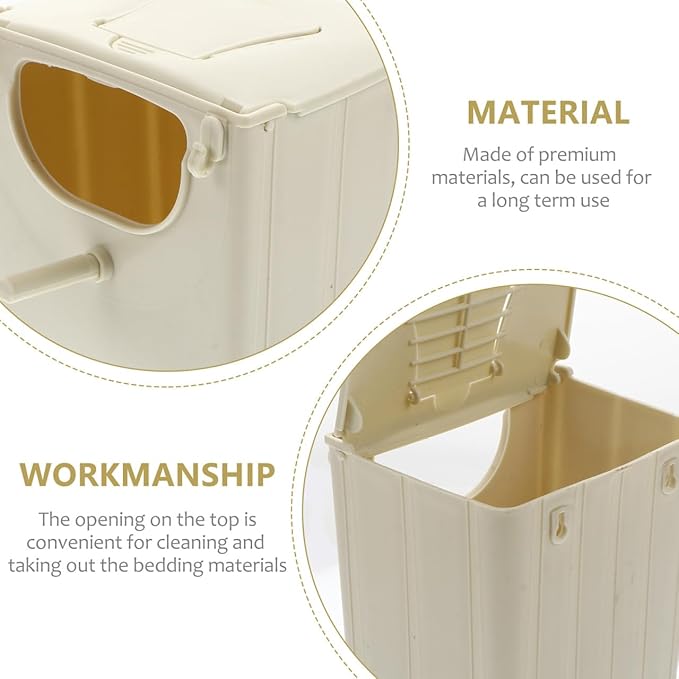 Mikikit Bird Breeding Box Plastic Nest with Hinged Lid for Cockatiels Parakeets and Lovebirds Cage Mounted Breeding Resting Box 5.11X5.11X3.93 Inches