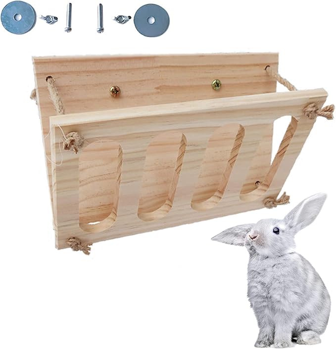 Tfwadmx Bunny Hay Feeder Rabbit Food Dispenser Small Animal Hay Feeder Chinchilla Hay Rack Wooden Hay Manger Rack Holder Minimizing Waste for Guinea Pig Chinchilla Hamster