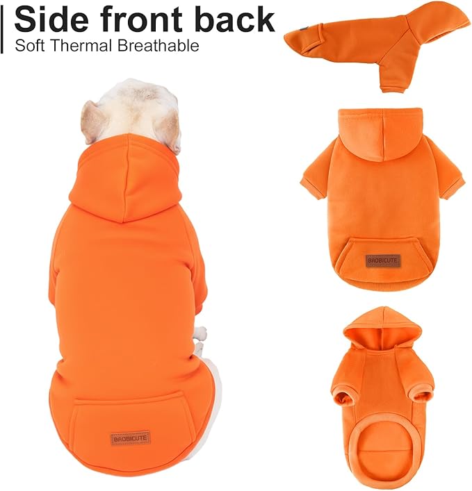 2 Pack Dog Hoodie Warm Hood Dog Sweater Cold Weather Small Dogs Sweatshirt Comfort Pet Clothes for Small Medium Dogs with Pockets (Orange, XL (Back: 16.5",Chest: 21.6", 12.8-17lbs))
