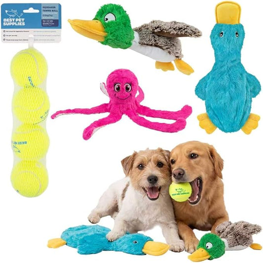 Best Pet Supplies Squeaky Dog Toys with Soft Durable Fabric for Small, Medium and Large Pets Interactive Toy for Indoor Play, Supports Active Biting and Play - Duck Duck Octomutant, Large