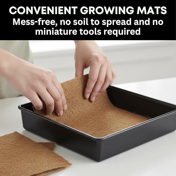 Cat Grass Growing Kit - Gift for Cat Owners & Pet Lovers - Organic Seed, Jute Grow Mats, 10 x 10 Container - Great for Indoor/Outdoor Pets - Pet Grass - Complete Set - No Tools Required