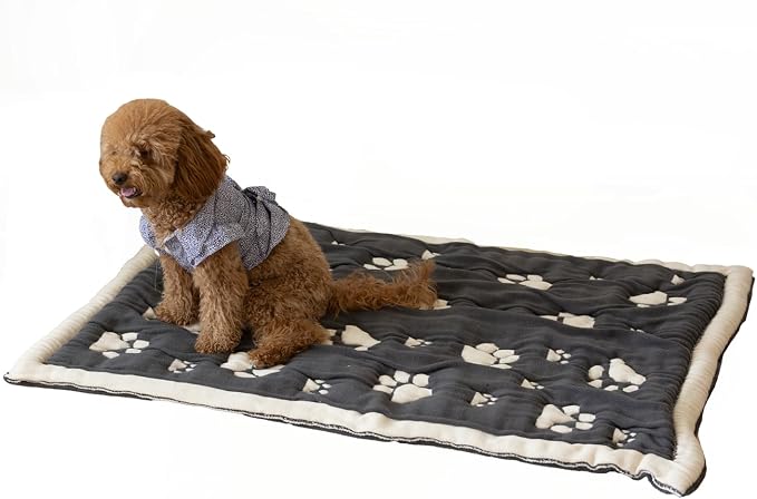 PetMat 28x40 in, Charcoal – Organic Cotton Crate Pad for Small Dogs & Cats, Seamless Reversible Design, Washable & Dryer Safe