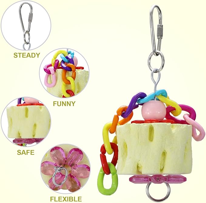 Litewoo Bird Beak Grinding Stone Molar Mineral Block Toy Bird Cage Accessories for Bird Parrot Budgie Parakeet Cockatiel Lovebirds Conures Finch Hamster Rat (2Pcs)