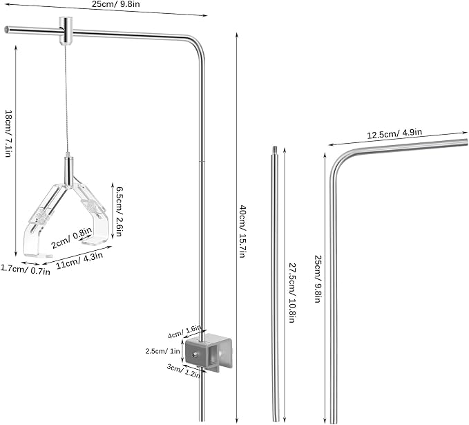 Kisangel 2pcs Aquarium Light Riser, Adjustable Height Aquarium Light Holder Stand Hanging Kit, Aluminum Alloy Support Bracket for Fish Tank Lamp