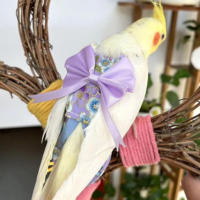 Bird Flight Suits Diapers, Parrot Flight Suits Diapers for Quaker Parakeets Cockatiels Conures Macaw African Grey, Bird Diaper, Parrot Clothes (Grey B,S)