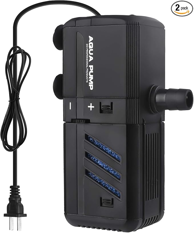 Submersible Aquarium Internal Filter 6W, Adjustable Fish Tank Filter with 132 GPH Water Pump for 1-10 Gallon Fish Tank