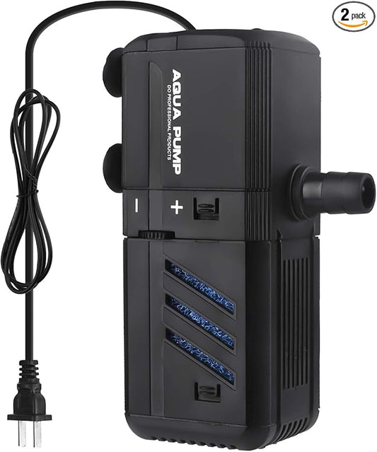 Submersible Aquarium Internal Filter 6W, Adjustable Fish Tank Filter with 132 GPH Water Pump for 1-10 Gallon Fish Tank