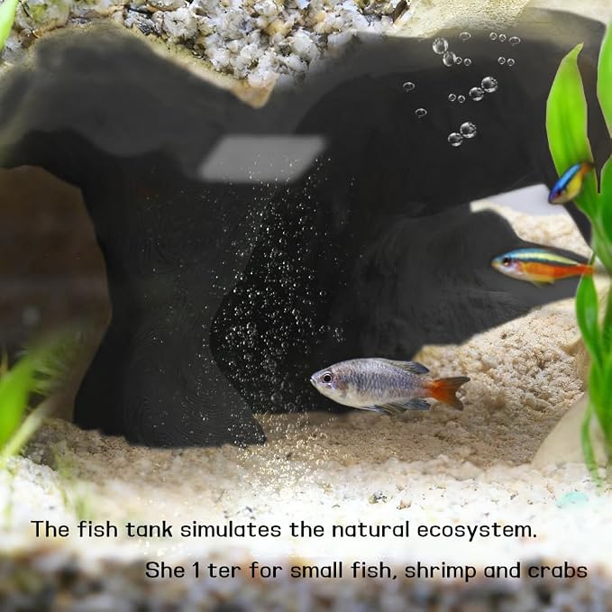 Aquarium Cave Tunnel 3D Printed - Fish Tank Decoration Natural Fish Hideout for Pleco, Shrimp & Corydoras | Sinking Base & Viewing Ports | Substrate-Friendly Decor (6.7" Under Gravel Design)