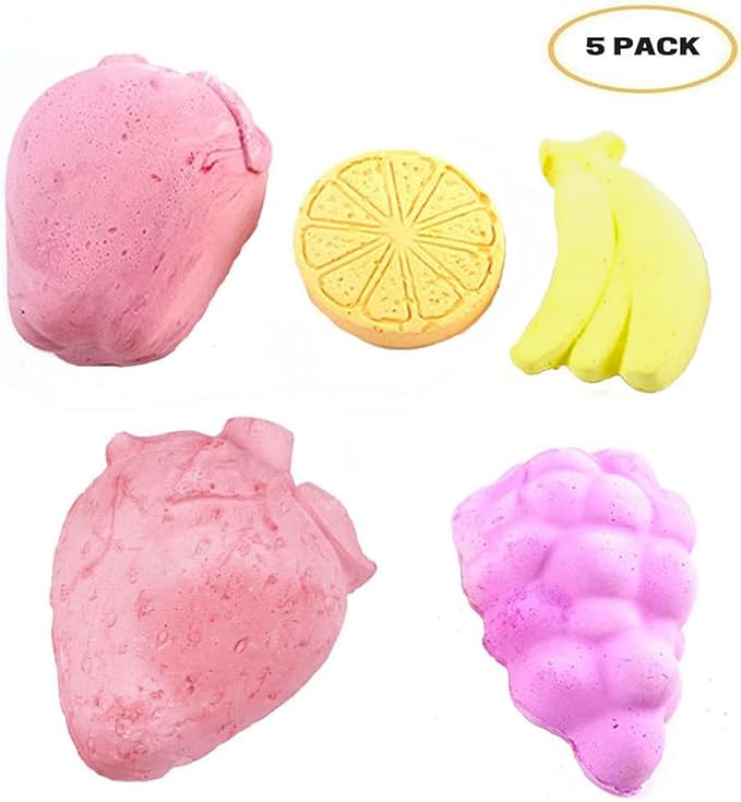 Hamiledyi 5 Pcs Chinchilla Lava Blocks Fruit Shaped Rabbit Chew Toys Bunny Lava Teeth Grinding Square Stone Small Animal Mineral Calcium Stone for Hamsters Rabbit Chinchillas Squirrel Mouse Rat Parrot