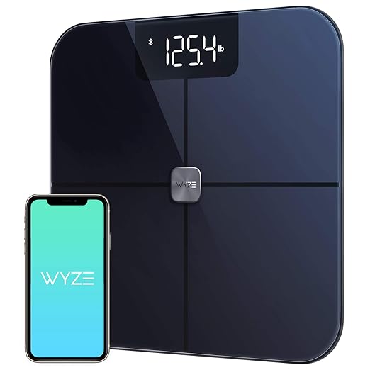 Wyze Scale for Body Weight, Digital Bathroom Smart Scale for Body Fat, BMI, and Heart Rate, 12 Body Composition Analyzer with App, Bluetooth, 400 lb (Blue)