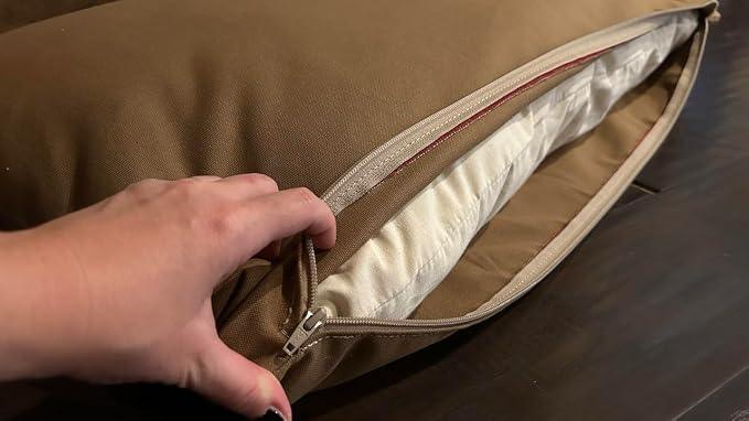 Natural Cotton Canvas Dog Bed – Raw Cotton Filled Pet Cushion Insert, Breathable Eco-Friendly Dog Mattress, Durable Washable Cover with Zipper (Medium Brown, Small 36"x22"x3")