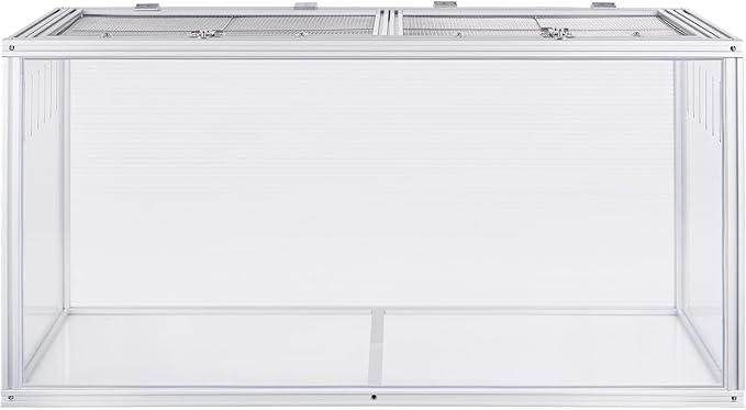 Large Hamster Cage, 40 x 20 x 20 in Chew-Proof Metal Frame, Clear Acrylic with Vent Holes, Hinged Top with Stainless-Steel Mesh — Hamster Enclosure