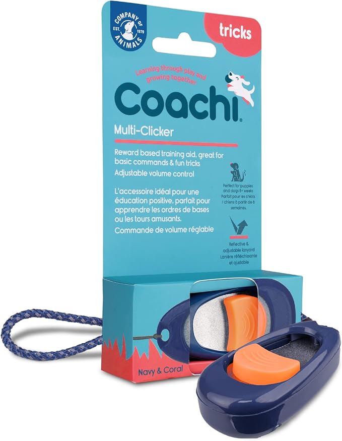 Company of Animals Coachi Multi-Clicker, Dog Accessory, Volume Control with 3 Settings, Easy to Click, Adjustable Wrist Strap, Dog Clicker, for Dog Training, Including Sensitive Dogs and Puppies