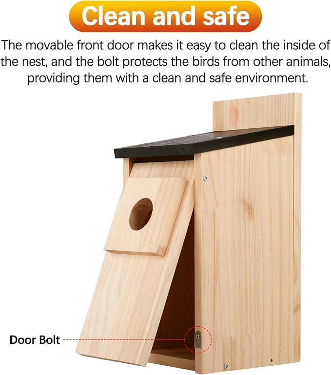 Birdhouse, Bird Houses for Outside, Weatherproof Bird House for Outdoors Cedar Bluebird House with Natural Wooden, Sturdy Nest Box for Chickadees, Titmice, Cardinals, Wrens