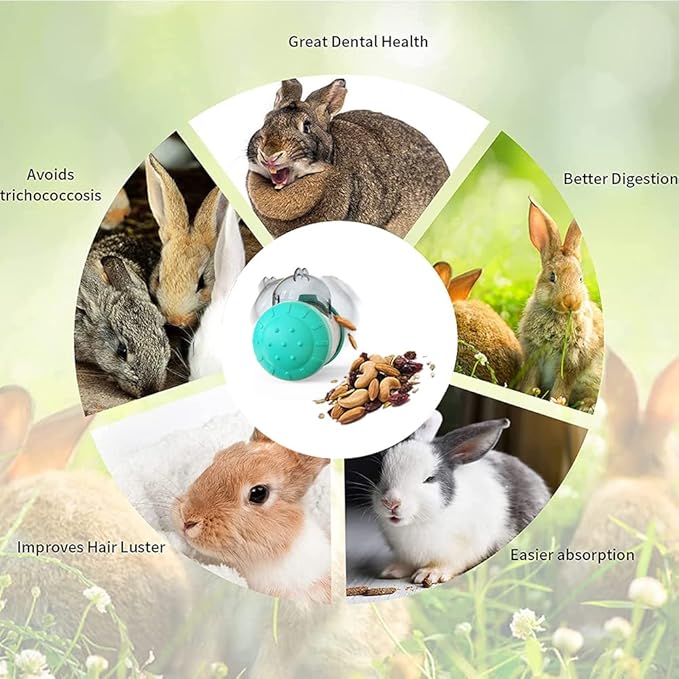 Interactive Treat Ball for Rabbits, Roll and Push, Use with Diced Carrot, Dried Herbs or Dried Fruit, Snack Toy Ball for Rabbits, Guinea Pigs, Chinchillas, Hamsters, Gerbils, Rat Ect