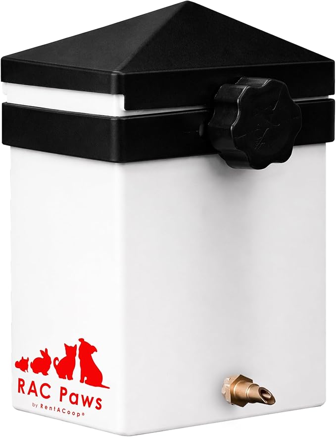RentACoop 64oz (2 Liter) Small Animal Drinker with Sliding Lid and No-Drip Brass Nozzle - Suitable for Small Pets, Bunnies, Hamsters, Guinea Pigs, Hedgehogs, Rabbits, Chinchillas, Mice and Rats
