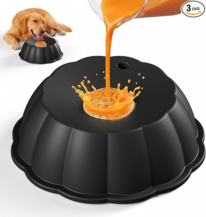 Slow Feeder Dog Bowls for Liquid Treat, Entertained Ball Dog Lick Bowl, Non-Slip Bone Broth Dog Licking Toys, 4/5 Cup Yogurt Dog Slow Feeder Bowl for Dietary Supplement/Post-op Nutrition (Black)