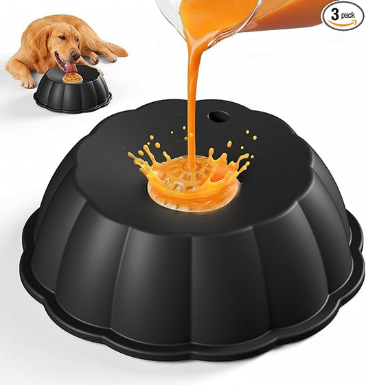 Slow Feeder Dog Bowls for Liquid Treat, Entertained Ball Dog Lick Bowl, Non-Slip Bone Broth Dog Licking Toys, 4/5 Cup Yogurt Dog Slow Feeder Bowl for Dietary Supplement/Post-op Nutrition (Black)