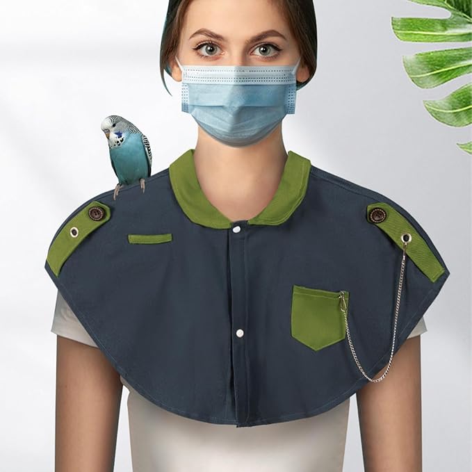 Parrot Anti-Scratch Shoulder Stand Pet Bird Training Shoulder Protector Cape Parrots Poop Shawl Diaper Flight Suits for Macaws Cockatoos Parakeets Cockatiels (Blue)