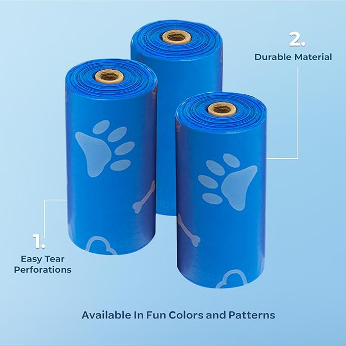 Best Pet Supplies Dog Poop Bags for Waste Refuse Cleanup, Doggy Roll Replacements for Outdoor Puppy Walking and Travel, Leak Proof and Tear Resistant, Thick Plastic - Blue (Unscented), 240 Bags