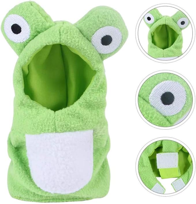 Sun Conure Bird Diaper Flight Suit Frog Shape Hoodie Cosplay Photo Prop for Parrots African Greys Parakeet Cockatiel Reusable Adjustable Apparel (S)